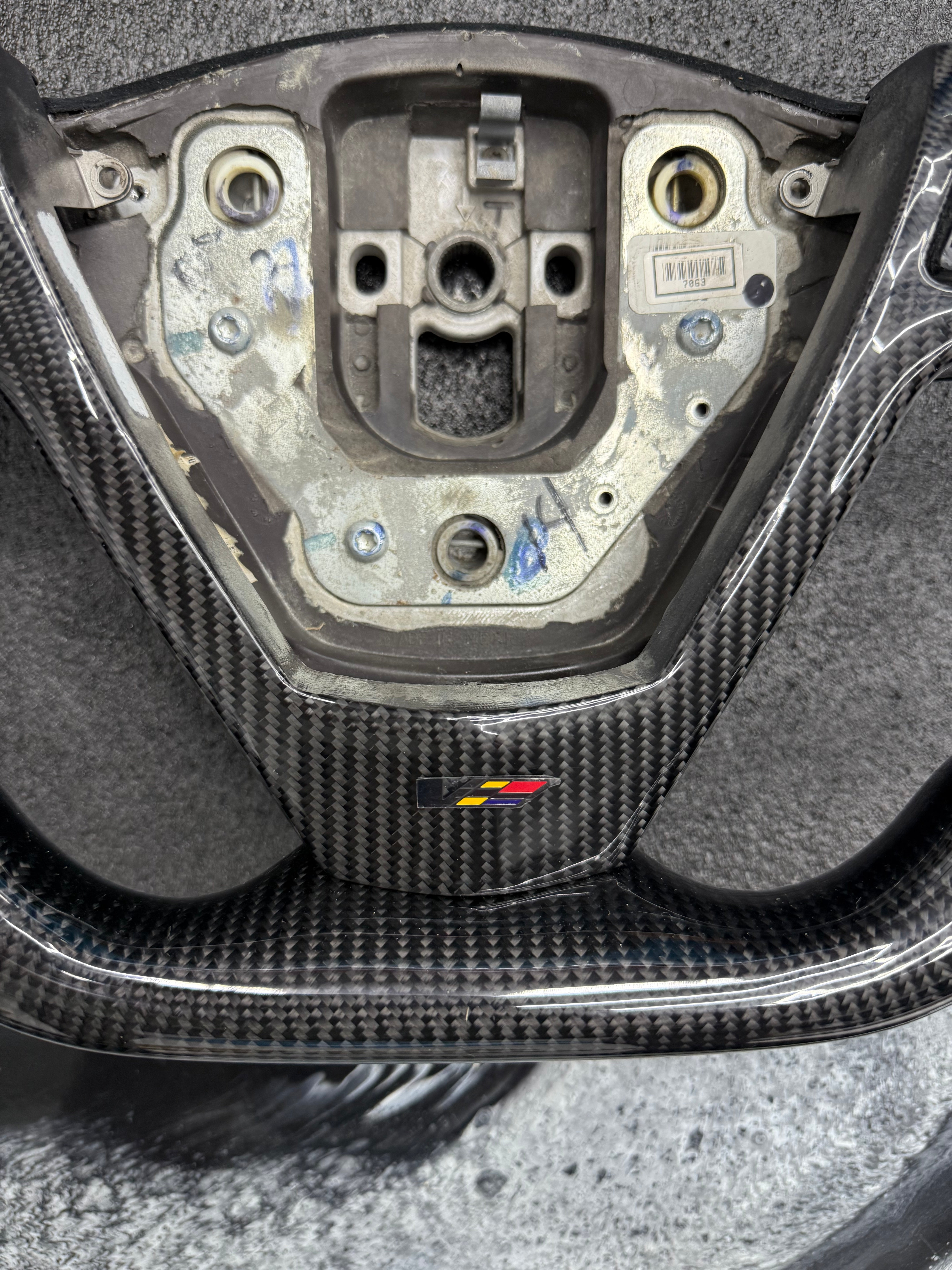 2003 - 2008 CTS, CTS-V V1 Custom Carbon Fiber Steering Wheel with Alcantara Suede Hand Grips / Carbon Fiber Rear Cover